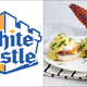 White Castle eggs benedict beside an orange-and-blue gravy boat